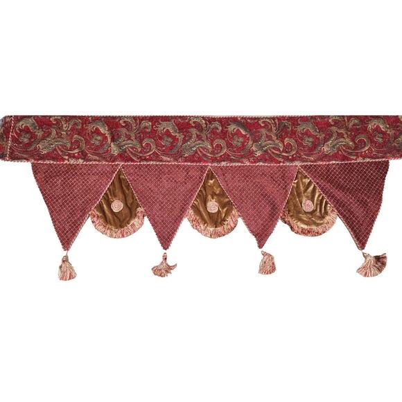 Christmas Mantel Scarf Runner with Tassels Bella Rose Design by Chateau - Picture 1 of 8